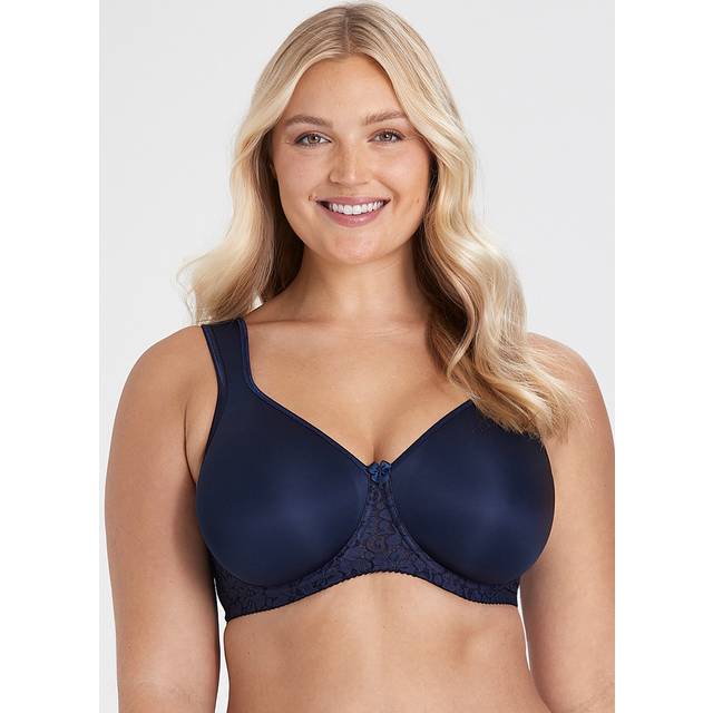 Smooth Lacy Underwired Bra - Navy - 38C