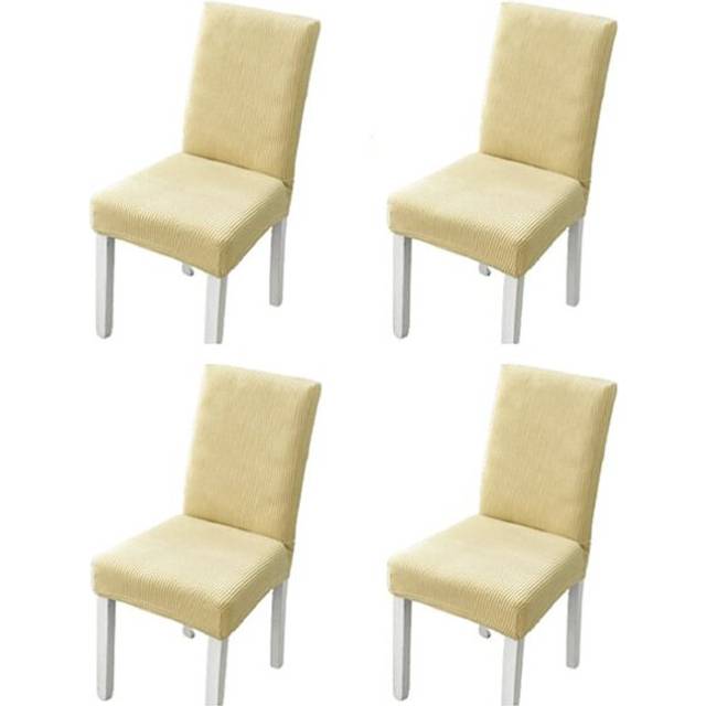 (YELLOW, 4PCS) Stretchy Universal Checkered Dining Chair Covers