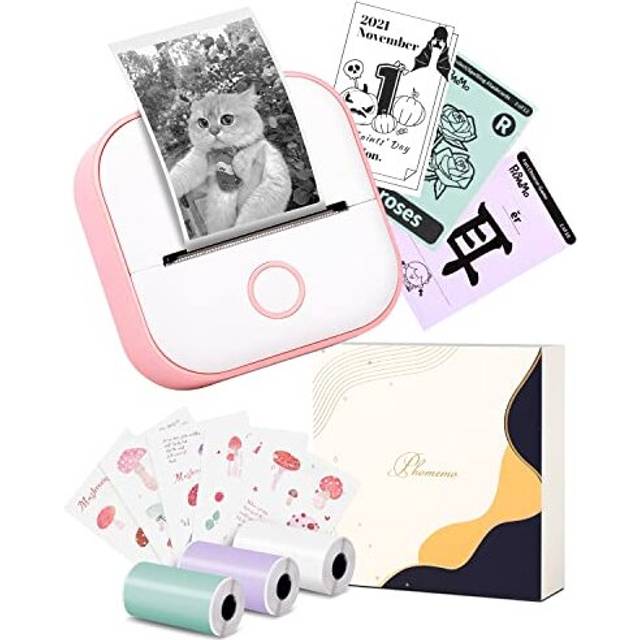 Mini Thermal Printer T02 Small Photo Printer for Phone Portable Wireless Note Printer for Childrens Day Birthday Compatible with iOS Android Pink
