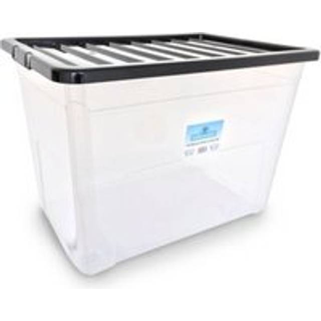 Plastic Storage Box 75 Litres Large - Clear & Black by TML
