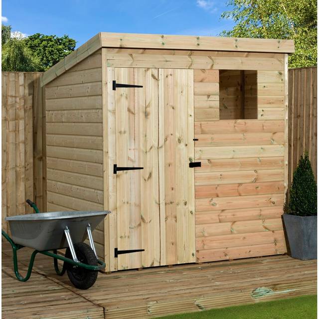 5 Ft. W x 5 Ft. D Shiplap Pent Wooden Shed - Natural (154.94cm W X 149.86cm D X 203.2cm H)