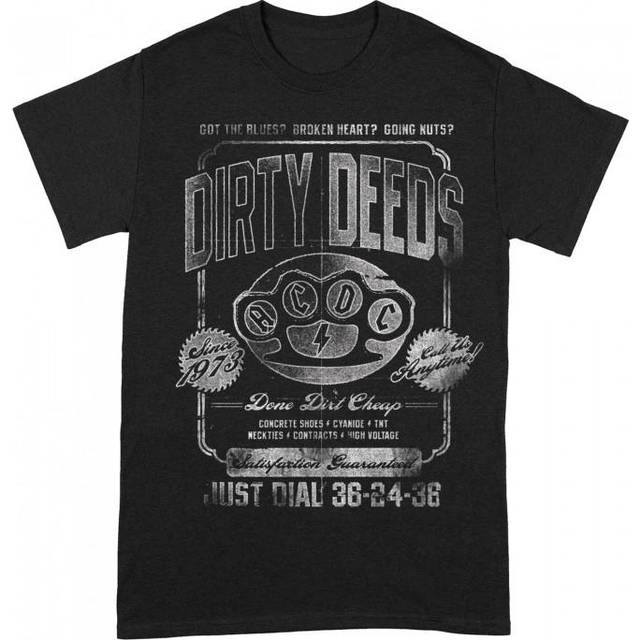 (L, Black/Grey) AC/DC Unisex Adult Dirty Deeds Done Just Dial T-Shirt
