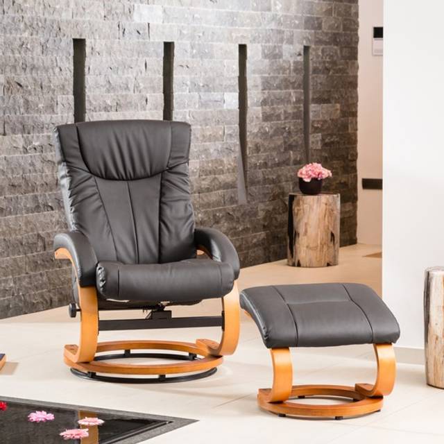 Artemis Home Modena Grey Massage and Heat Swivel Recliner Chair with Footstool - 98 x 65 x 78cm
