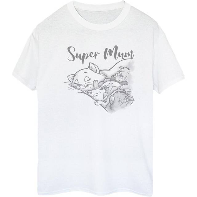 (S, White) Disney Womens/Ladies The Aristocats Marie Super Mum Cotton Boyfriend T-Shirt
