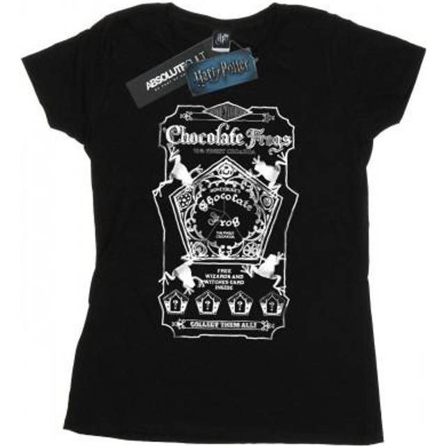 (L, Black) Harry Potter Womens/Ladies Chocolate Frogs Mono Label Cotton Boyfriend T-Shirt