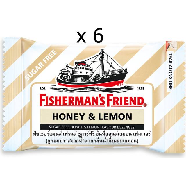 Fisherman's Friend sugtabletter, honung och citron, sockerfria sugtabletter med honung och citronsmak, 25 g. x 6 /12 / 24 st 25 g. x 6 pcs