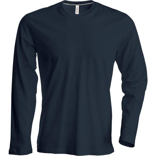 (L, Grey) Kariban Mens Slim Fit Long Sleeve Crew Neck T-Shirt