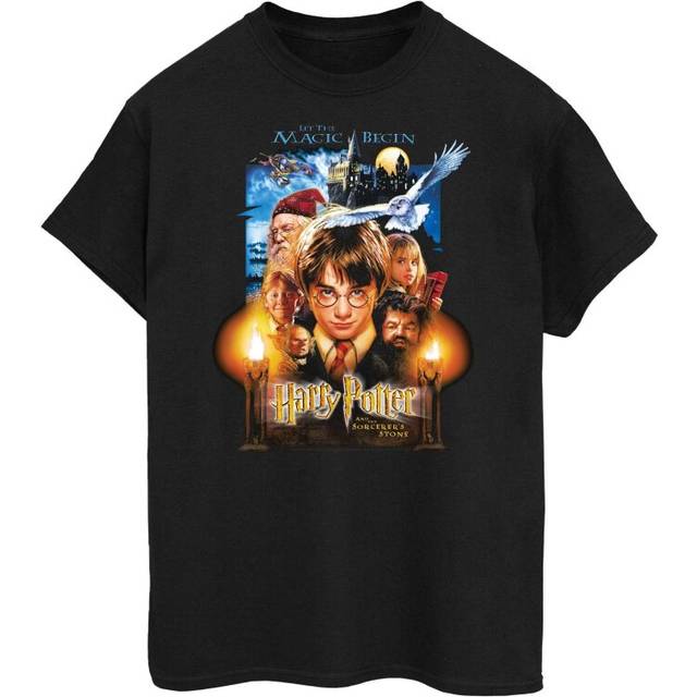 (XXL, Black) Harry Potter Womens/Ladies The Sorcerer's Stone Poster Cotton Boyfriend T-Shirt