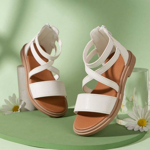 Tjejer Sandaler Platt Korsband Sommar Fashionabel Och Mångsidig Princessa Sandaler - Brun (EUR34,EUR35,EUR36,EUR25,EUR26,EUR27,EUR28,EUR29,EUR30,EUR31,EUR32,EUR33)