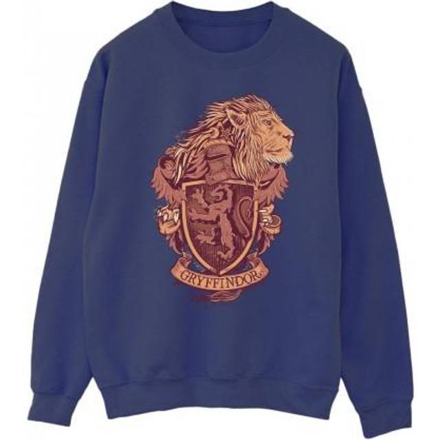 (L, Navy Blue) Harry Potter Mens Gryffindor Sketch Crest Sweatshirt