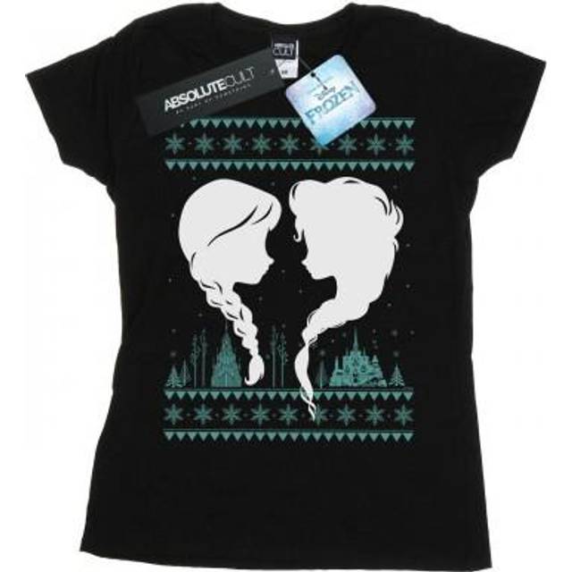Frozen Christmas Sisters Cotton T-Shirt - Black