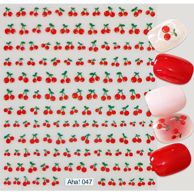 SHEIN 1sheet Cherry Pattern Nail Art Sticker Nail Stickers DIY
