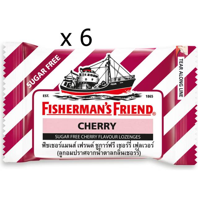 Fisherman's Friend sugtabletter, körsbär, sockerfria sugtabletter med körsbärssmak, 25 g. x 6 /12 / 24 st 25 g. x 6 pcs
