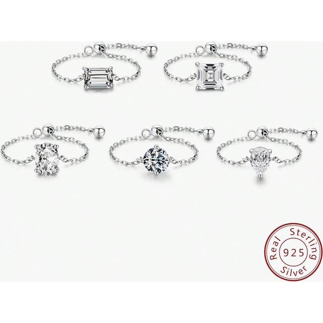 Esberry 1pc Unique Chain  Zirconia Adjustable Ring Thumb Ring For Women s925 Sterling Silver  Fine ladies jewelery Gift