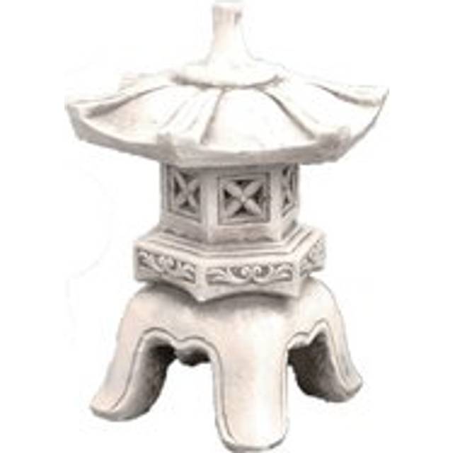 Solstice Sculptures Pagoda Low 40Cm Antique Stone Effect, Grey