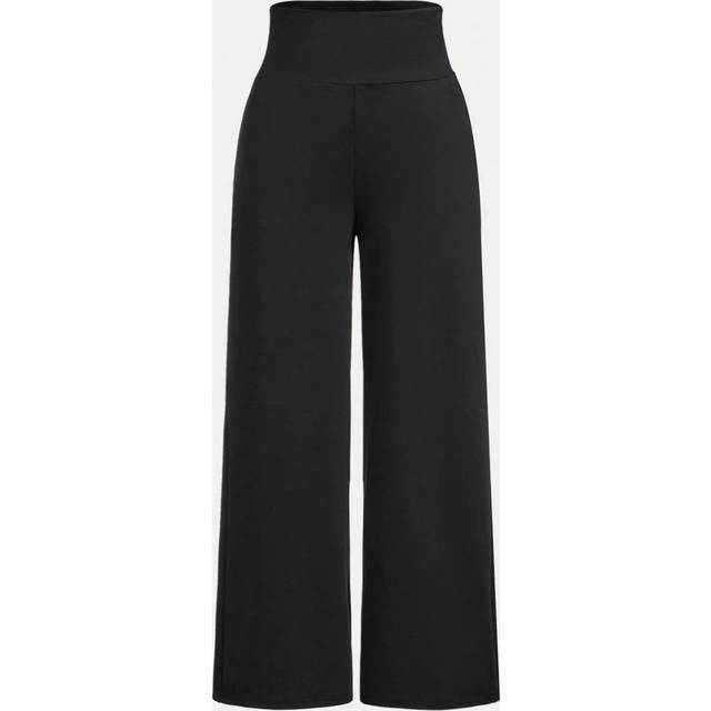 SHEIN Tween Girl Loose Fit Wide Leg Long Pants With Elastic Waistband, Solid Color