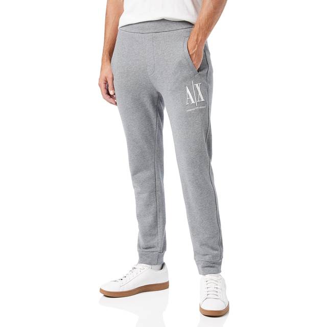 Armani Exchange Embroidered Logo Sweat Pants - Grey, Grey, Size S, Men