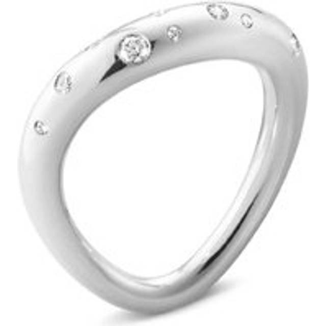 Georg Jensen Offspring Sterling Silver Diamond Ring - Size 2 (50 - 51)