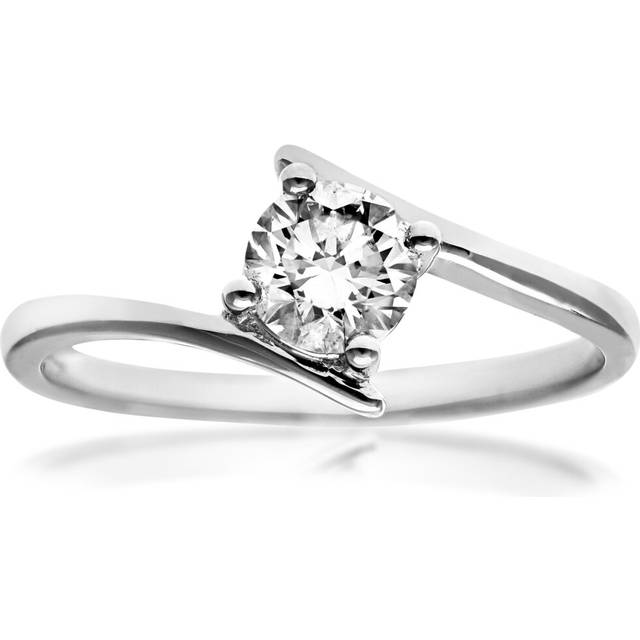 (O) Jewelco London 18ct White Gold Ring, 0.50ct Certified Diamond, Round Brilliant