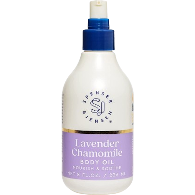 Spenser & Jensen Daily Moisturizing Oil with Lavender & Chamomile Essential Oil - Hydrating Scented Body Oil - After Shower Moisturizer - Paraben Free
