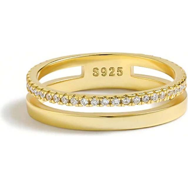 SHEIN 1pc Sterling S925or925 Silver Vintage Simple Fashion Luxury Double Layer Finger Ring For Women Girl Daily Life Party Jewelry Gift