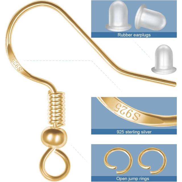 SHEIN Earring Hooks, 300 Pieces Silver Hypoallergenic Earring Hooks Kit For Jewelry Making, Upgraded Premium Earring Making Kit, Earring Making Supplies Wit