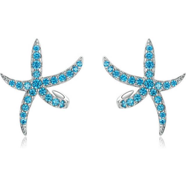 Starfish Stud Earrings for Women Silver plating Fashion Blue Earings Studs Design Jewelry