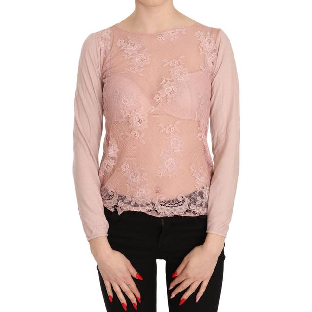 PINK MEMORIES Lace See Through Long Sleeve Top Blouse - IT42 | S - pink (IT42 | S)