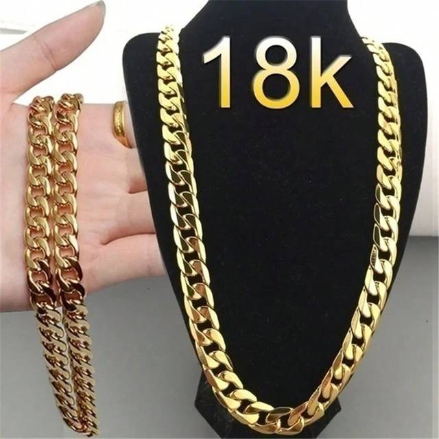 SHEIN 6mm Necklace Plated with 18K Gold Punk Hip Hop Men&#39;s and Women&#39;s Sweater Chain Birthday Party Gift Metal Jewelry Necklaces