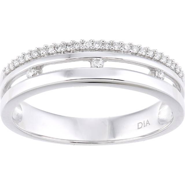 (L) Jewelco London 9ct White Gold Women Round Diamond Wedding Ring