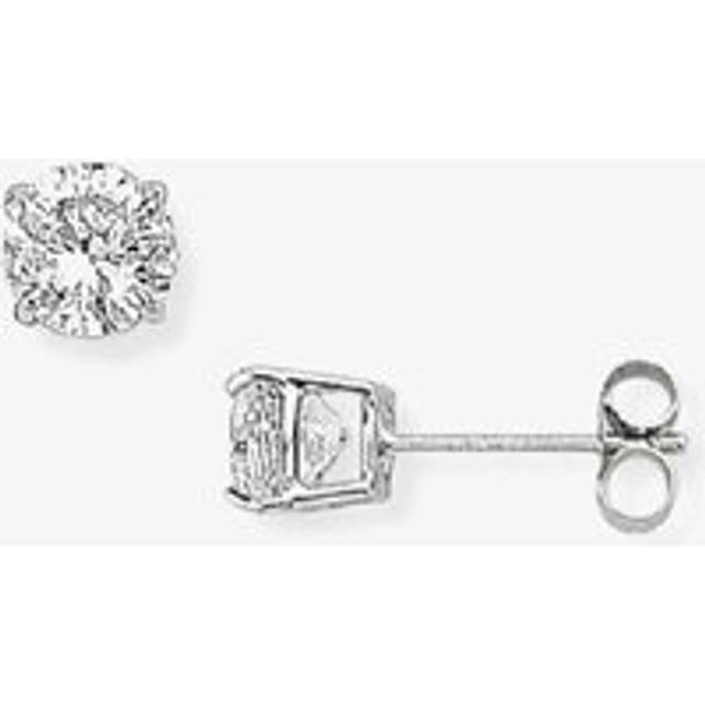 9ct White Gold 5mm Round Cubic Zirconia Stud Earrings SE210 - Silver