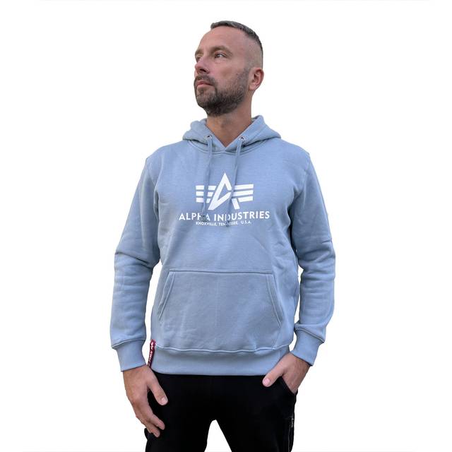 Alpha Industries Basic Hoodie, grey-blue, Size S for Men