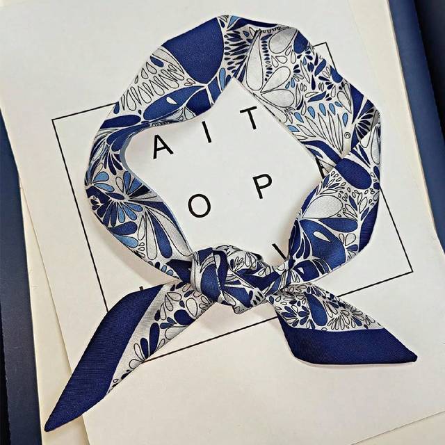 1st Paisleymönster för kvinnor, liten sidenscarf, använd som väskband, hårband eller halsduk Bandana, hårband, pannband Perfekt för att klä upp din lo - Marinblå