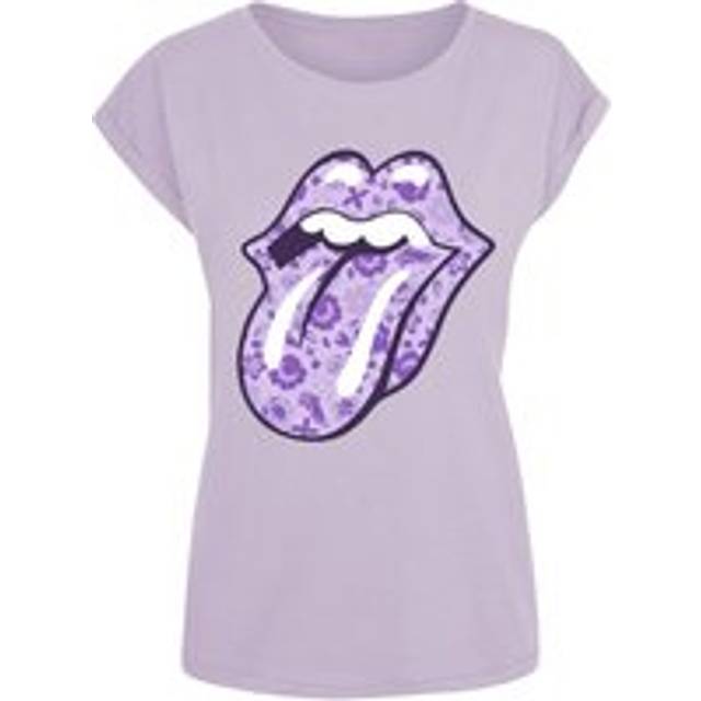 The Rolling Stones T-shirt - Floral Tongue - S XXL - för Dam - syrénlila