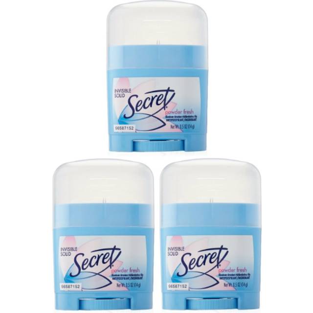 Secret Invisible Solid Antiperspirant and Deodorant  Powder Fresh  0.5 Ounce Travel Size (Pack of 3)