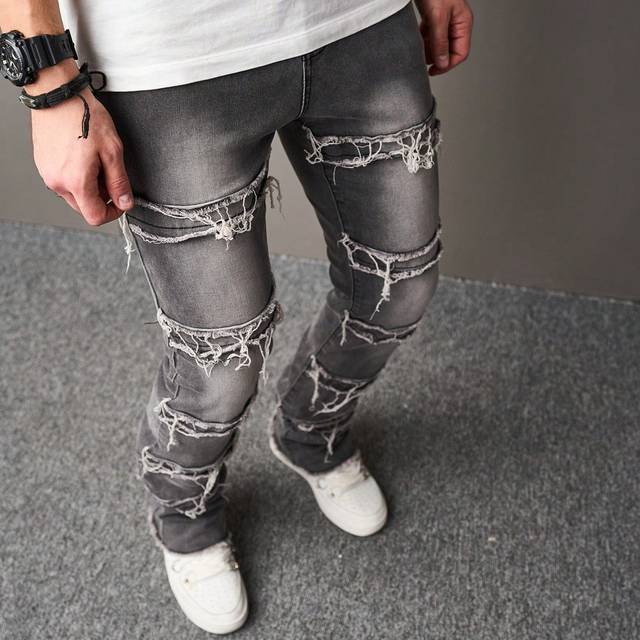 Herr Sömnlösa Benslut Mager Jeans - Ljusgrå (L,M,S,XL,XS,XXL)