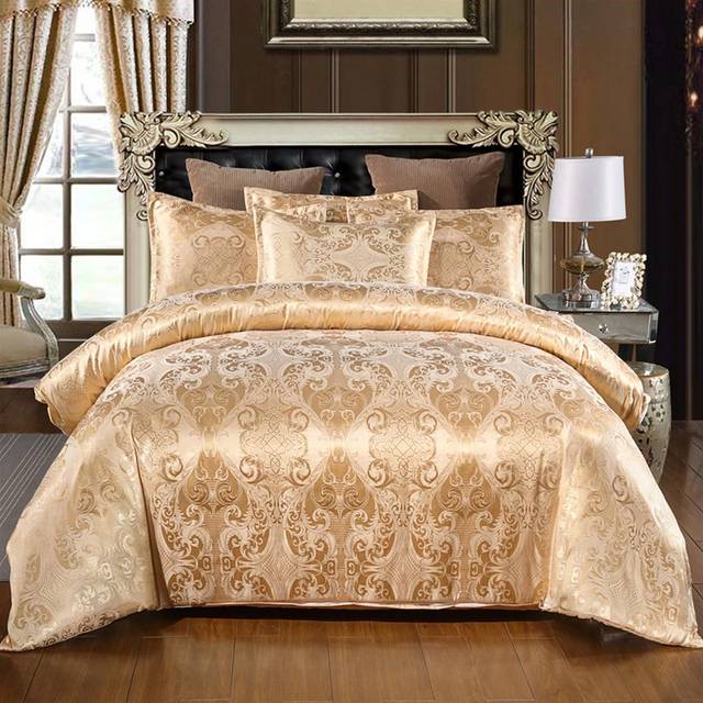 SHEIN 3pcs Jacquard Satin Bedding Set, High-End And Elegant. Set Includes: 1 Zipper Duvet Cover With 4 Corner Ties + 2 Envelope Pillowcases (No Inner Filler