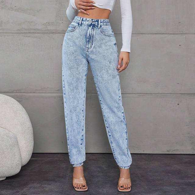 Högmidjad Mamma Passform Jeans - Ljustvätt (L,M,S,XS)