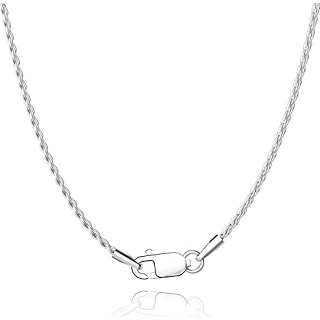 Jewlpire Diamond Cut 925 Sterling Silver Chain Rope Chain Italian Silver Necklace Chain for Women Men Super Shiny Durable 1.35mm Size 20 Inch