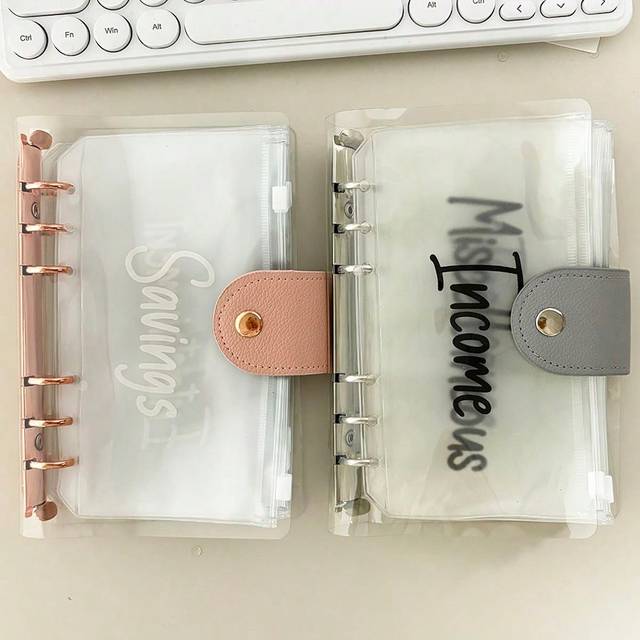 SHEIN 1 Set A6 Binder Budget Book,12pcs Letter Bags,Cash/Ticket/Bill Cards Organizer,Zipper Refill Bags,Management Planner Back To School