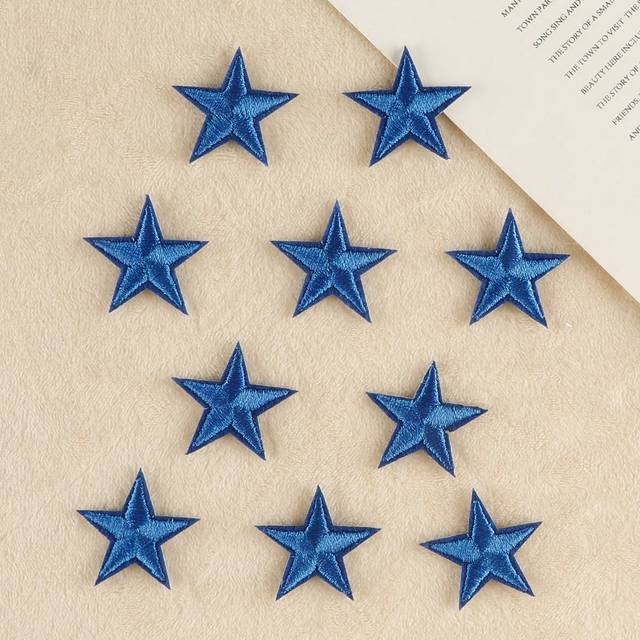 SHEIN 1 Set 10pcs Embroidery Badge Clothing, Hat Accessory Diy Iron-On Patch - Five-Pointed Star Design