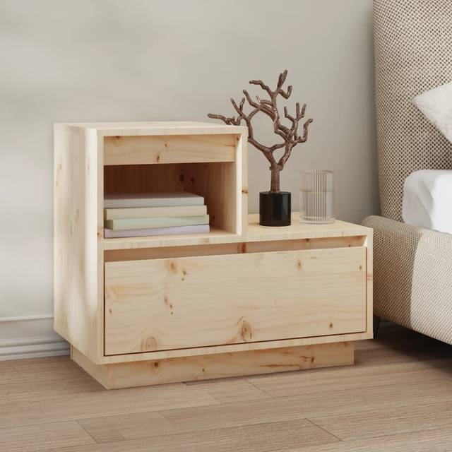 vidaXL Bedside Cabinet 60x34x51 cm Solid Wood Pine - Brown