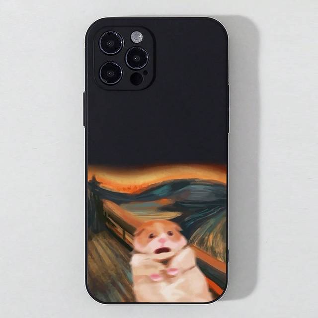 SHEIN Hamster Oil Painting Silicon Phone Case 360 Degree Full Compatible With IPhone&Compatible With Samsung Galaxy