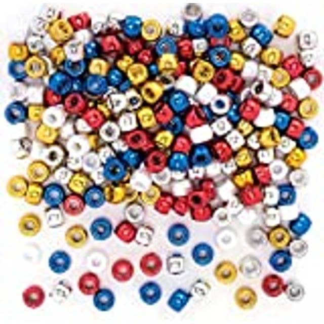 PJ102 Red White and Blue Metallic Pony Beads - Pack of 400, Craft Supplies, Jewellery Making for Kids