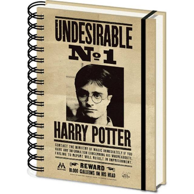 Harry Potter Wanted Poster A5 Wirebound Notebook - Beige/black - one size