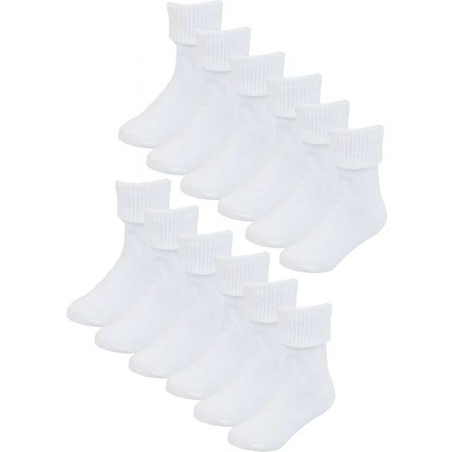 Sock Snob Unisex Baby Cotton Turn Over Top Socks - White - 6-12M
