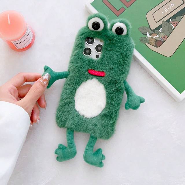 Winter A Set of Plush Phone Case - Frog & Funny Series, kompatibel med Iphone 15 Pro Max, Samsung S23u, Xiaomi, Oppo, Vivo, Moto - Grön (Multi-size)