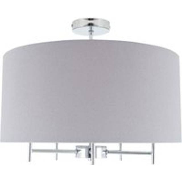 Silver Metal and Grey Linen Pendant, Silver