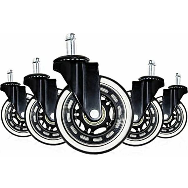 (2.5 Inch, 10x22mm) 5PCS Office Chair Caster Wheels 2/2.5/3 Inch Swivel Rubber Replacement Soft Safe Rollers Furniture Hardware