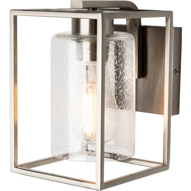 Hardy Cage Wall Light with Bubble Glass Shade, Satin Nickel